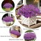 20 Bundles UV Resistant Artificial Flowers for Outdoor Decor - Realistic Faux Silk Purple Flowers with Plastic Greenery - Non-Fade Fake Plants for Window Box, Front Porch, and Hanging Planters
